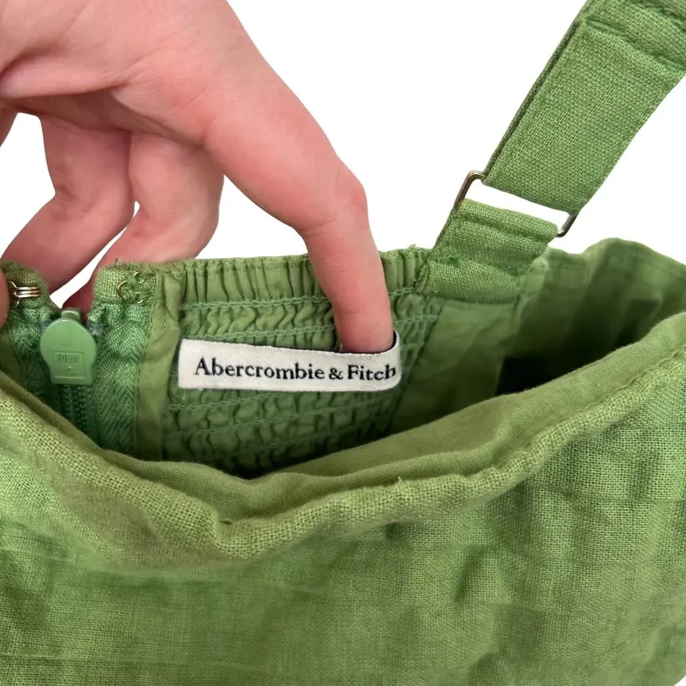 Abercrombie Emerson Linen Blend Skort Green XLT Adjustable Waist Smocked Back - Picture 8 of 10